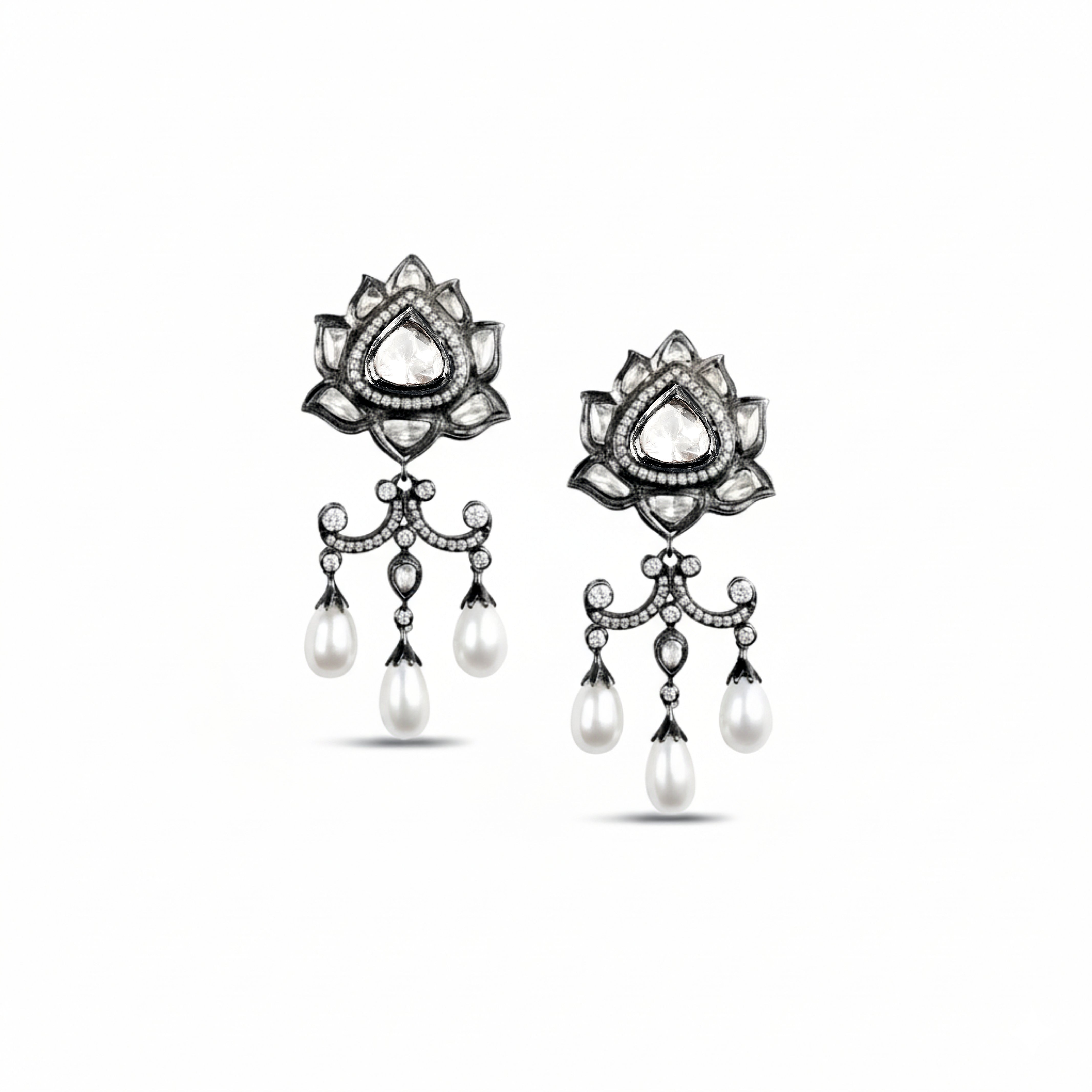 LOTUS NOIR CHANDELIER EARRINGS